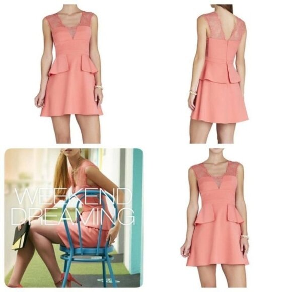 BCBG Leann Lace-Applique V-Neck Gown Dress Orange - Picture 1 of 7